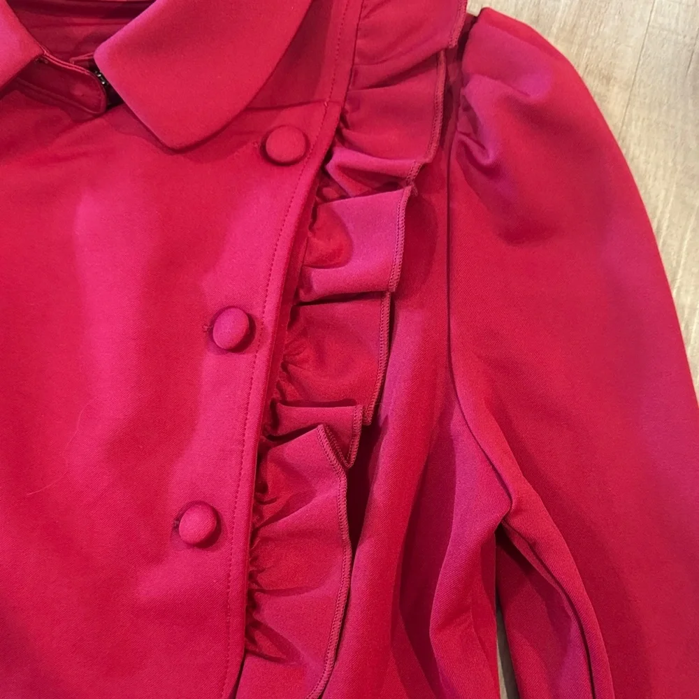 Red Ruffled Women's Blouse - Picture 3 of 5